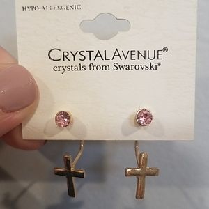 Swarovski Crystal Cross Earrings